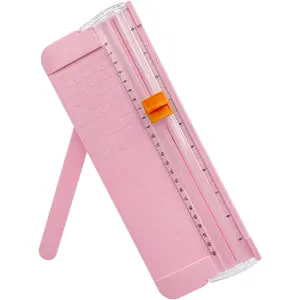 Paper Cutter, A4 Paper Trimmer with Security Safeguard & Side Ruler Portable Straight Edge Cutter for Scrapbooking Craft Paper, Photos, Label, Cardstock Multi-Function Pink Paper Cutter