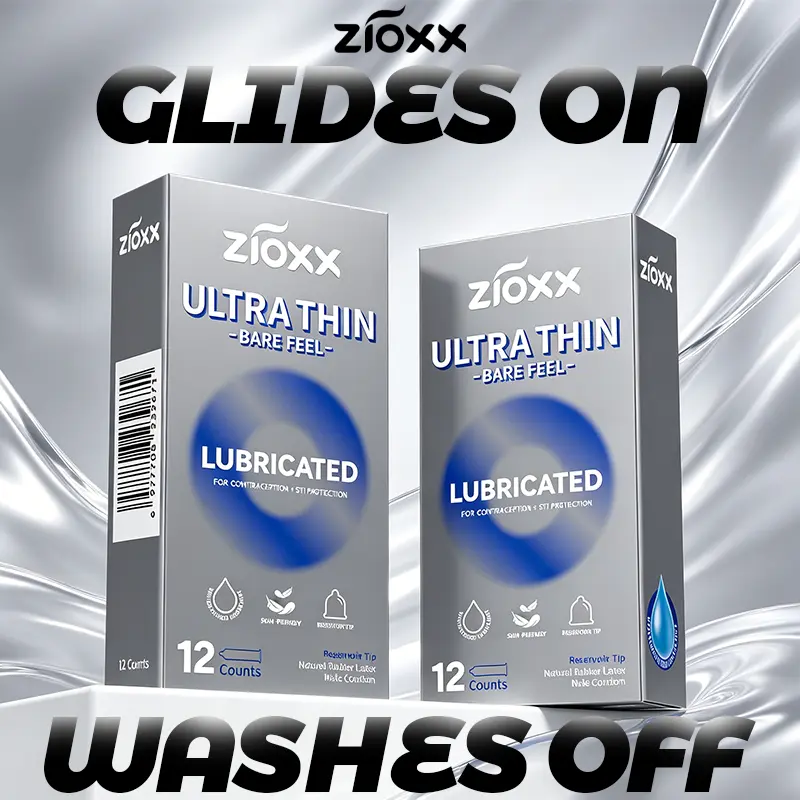 ZIOXX Ultra Thin Condoms – 12 Count, Bare Feel, Hyaluronic Acid Lubricated, SKINFIT Natural Latex