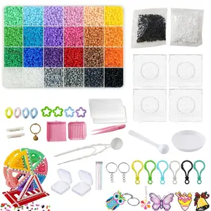 24 Colors 2.6mm Bead Craft Kit, Includes Pin Board, Melting Beads, Ironing Paper, Tweezers, Colorful Hooks, Kids DIY, Adult Crafts, Home School Art Supplies, Diy Beading Accessories