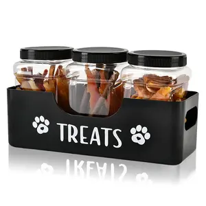 Dog Food Storage Box with Handle, Desktop Pet Snack Organizer, Multi-Functional Dog Food Holder, Portable Pet Feeding Container