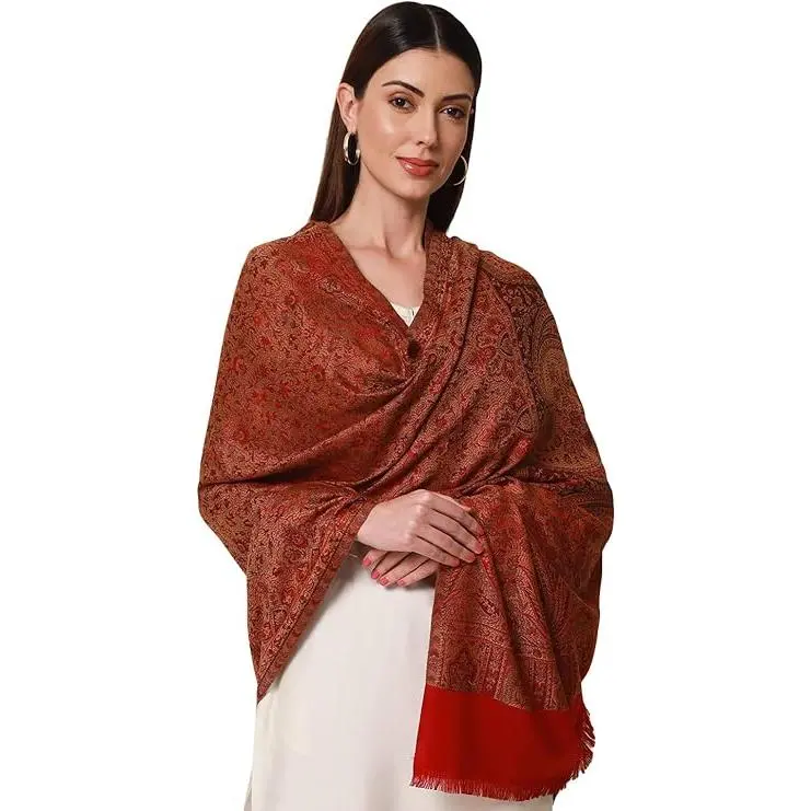 Pashmoda Women's Kashmiri Mughal Shawl, Jacquard Shawl| Evening Wraps for Women | Women Shawl Wrap Scarf Pashmina Gifts