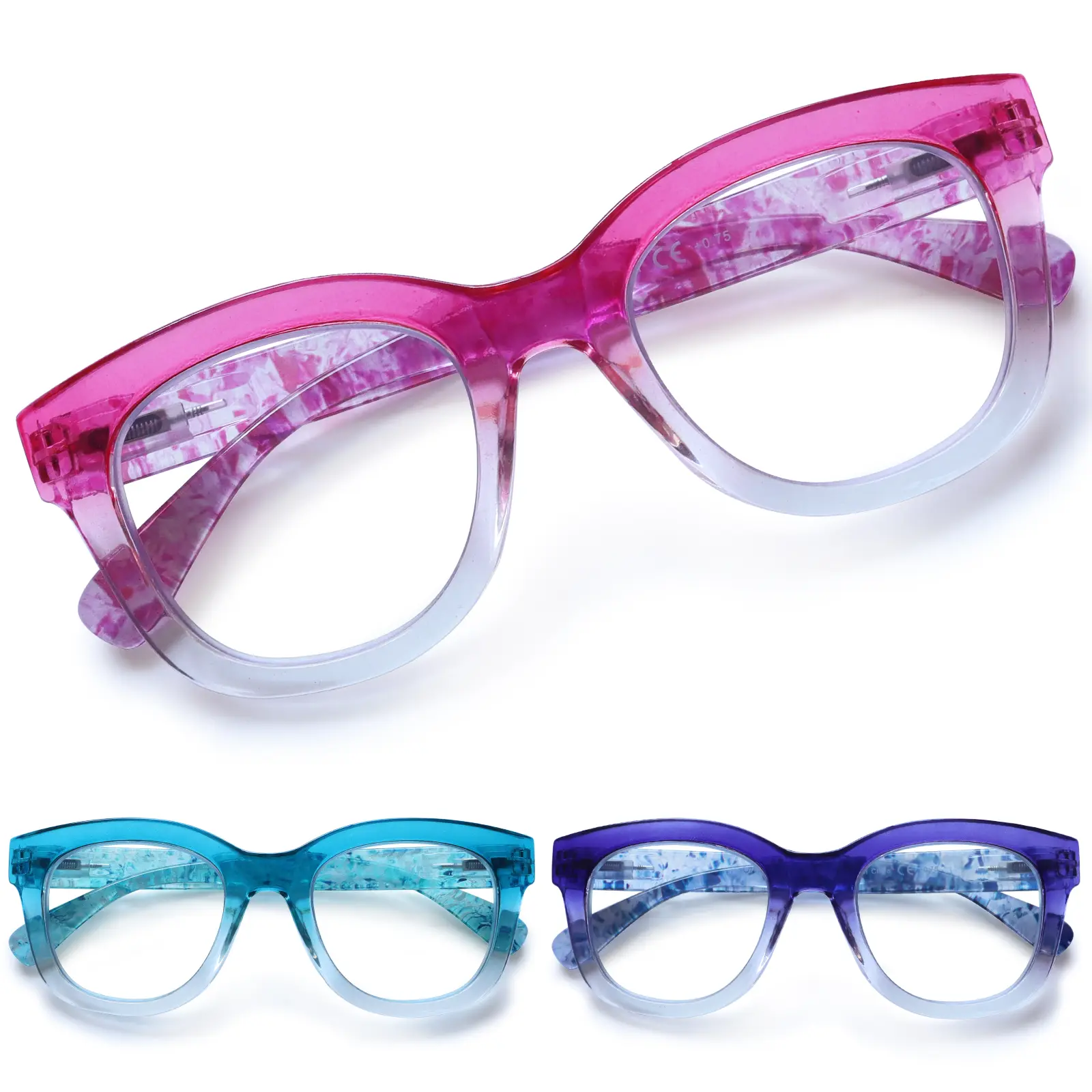DEAAOK 3 Pack Reading Glasses Women and Man Anti BlueLight Readers Anti Eyestrain Reading Glasses Blue LightBlocking Computer Eyeglasses