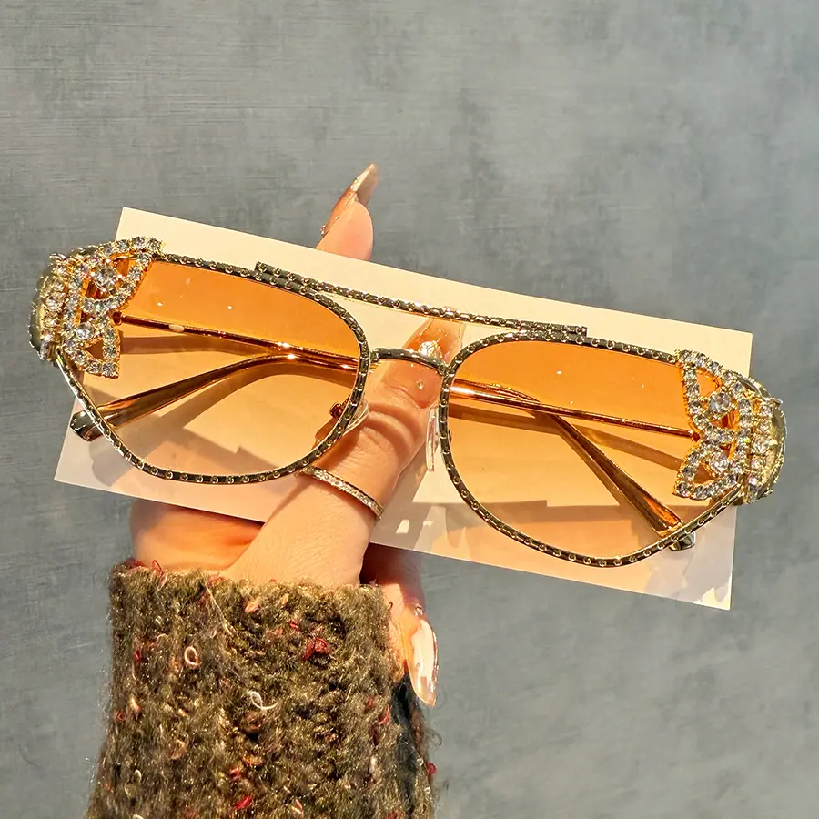Women's Vintage Butterfly Statement Frame Glasses - Geometric Metal Alloy with Rhinestones, Lightweight Double Bridge for Daily Wear