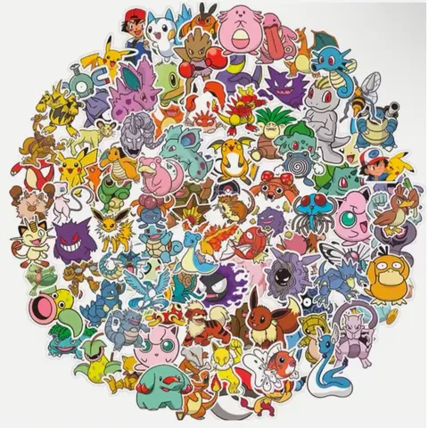 50 PC Pokemon Vintage Stickers Decals For Kids
