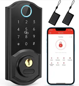 Smart Locks for Front Door - Fingerprint Deadbolt, 8-in-1 Keyless Entry Door Lock with Digital Passcode Key Fob and Bluetooth Electronic Keypad
