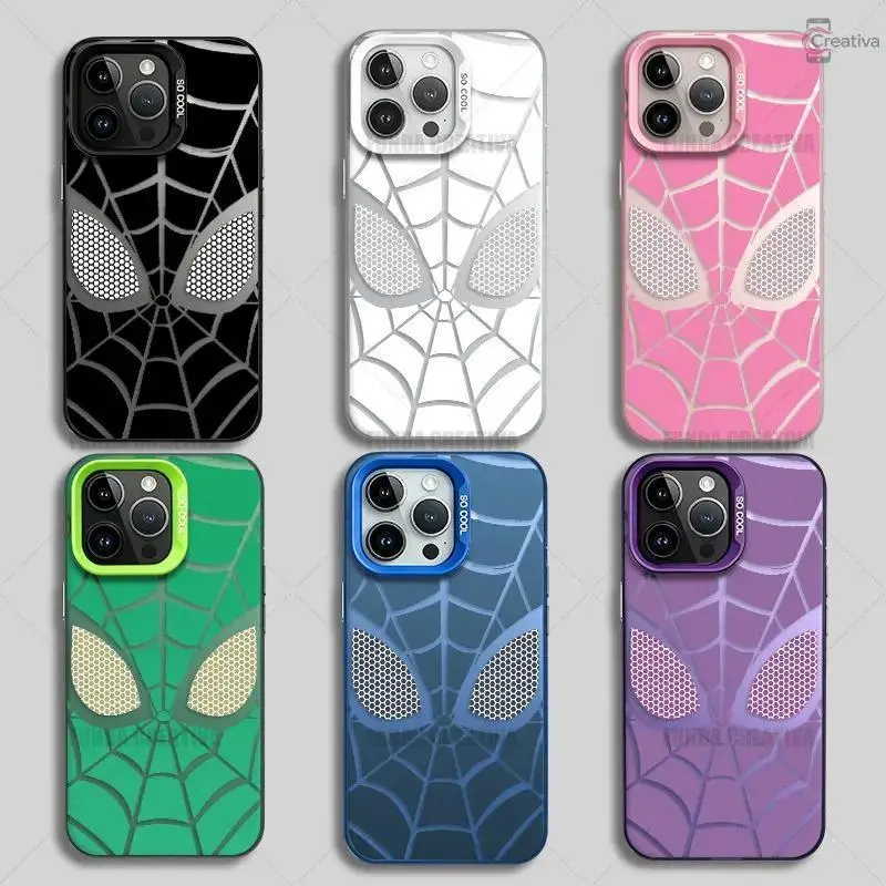 [Copy of] Creative Spider-Man Pattern Phone Case for iPhone 15 Pro, 16, 17 Pro Max, 13, 14 Plus, 12, 11, 17 Air. Shock-resistant, durable and impact-proof protective cover. Available in pink couple design. Compatible with Samsung A15, A55, A56, A54, A50,