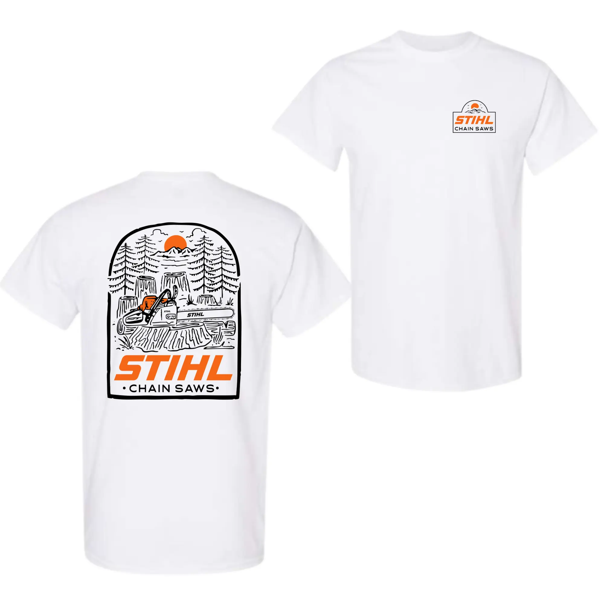 STIHL Chainsaw Graphic T-Shirt, Outdoor Lumberjack Workwear Tee, Huck Outdoor Shirt Style, Unisex Breathable Cotton Shirt for Men Women, Vintage Workwear Gift, T-Shirt for Men, Best Clothes for Men, Men’s Shirts Summer, Men’s Wear Flash Sale