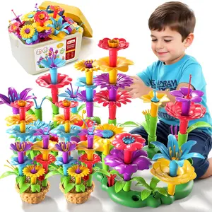 81 pcs Kids Flower Garden Playset – STEM Educational Building Toy, DIY Floral Arrangement Kit with Storage Box, Ideal Birthday & Holiday Gift for Boys Girls Ages 3+ outdoorfun