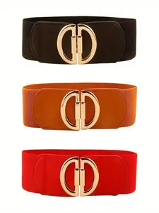 Retro European and American fashion 100 with skirt slimming stretch elastic black belt for women Belts For Dresses Elastic Waist Belt GM004 Stretchy Skinny Belt Casual Modern Waistband Vintage Elastic Belt Trendy Belt