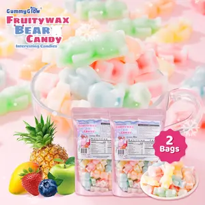 Brand New Upgrade!!! 2 Bags Fruity Wax Bear Candy 12oz Pack Five Flavors Wax Upgrade Bear Shape Retro Party Treats ASMR Sweet Bonbon Snack Fruitsnacks Viral Candy Wax Candy Bombs SpringGlowUp