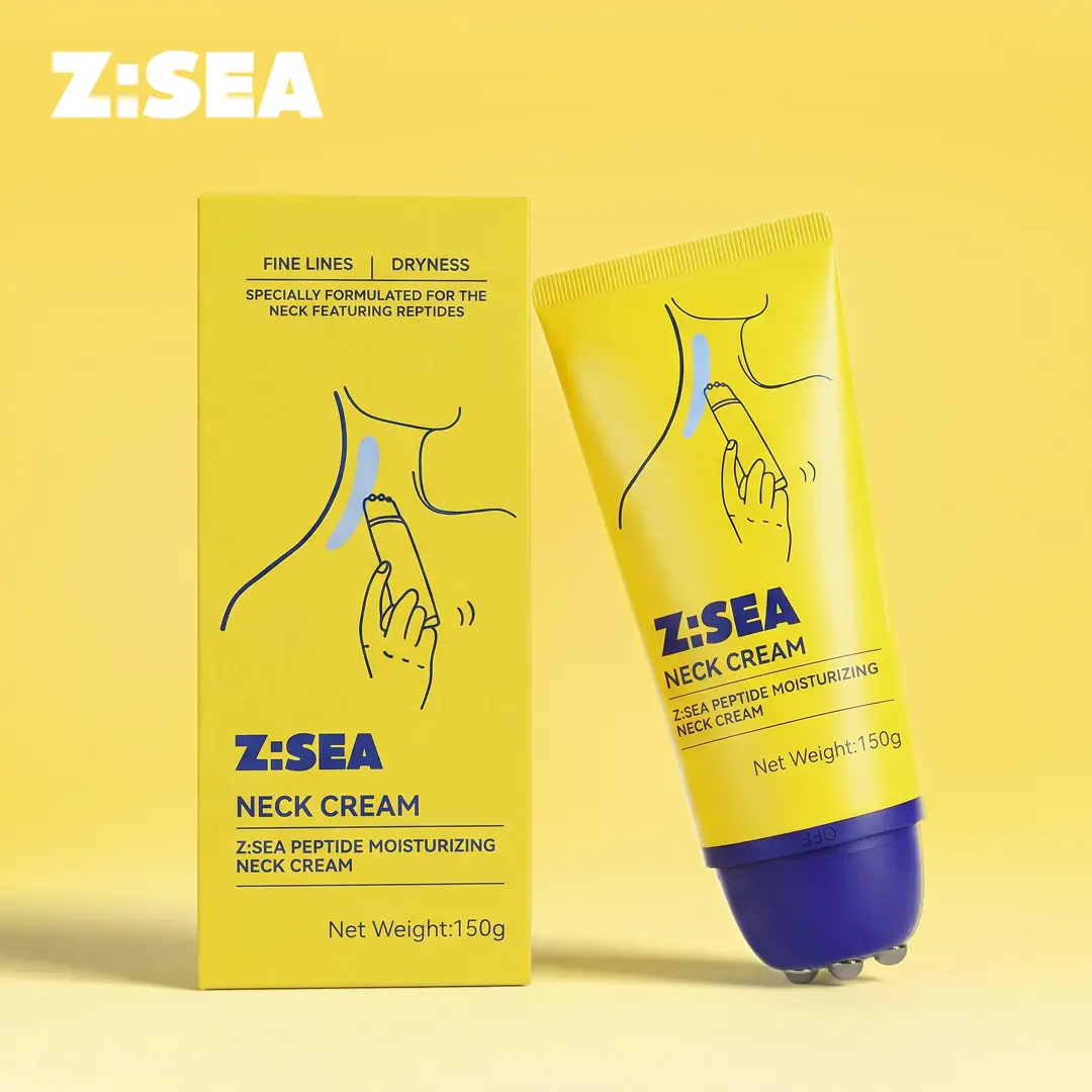 [NEW] Z:SEA Peptide Neck Firming Cream with Ice-Cooling Roller Gua Sha Massager | 3-Sec Absorb Non-Sticky | Instant De-Puffing & V-Shape Lifting for Crepey Skin, Jawline, Neck | 5.29 Oz