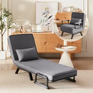 Convertible Sleeper Chair Bed,3 in 1 Single Sofa Bed with Adjustable Backrest for Adults, Folding Chair Bed Accent Chair for Living Room/Bedroom/Apartment/Office