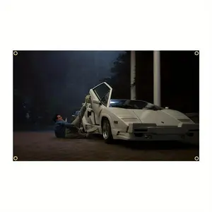 3x5ft Countaches 1989 Car Wolf Of Wall Street Movie Poster Tapestry - Humorous Meme Flag Banners for Room Decor, for Man Cave, Polyester