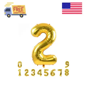 40 Inch Gold Large Numbers Balloon 0-9 Foil Mylar Big Number Balloon Digital 2