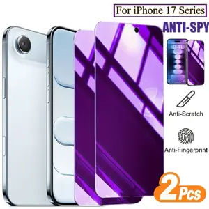 2pcs Anti-Blue Light Privacy Smartphone Screen Protectors, Accessories for iPhone 17 Air/17 Pro Max/17 Pro/17/15/14/13/12/11/Pro Max/Pro/Plus/Mini/X/XS/XR,Full Coverage,9H+ hardness,Anti-spy,Anti-Scratch,Anti-Fingerprint,Easy to Install