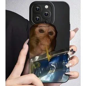 Monkey Sipping Caprisun Phone Case, Fall and Shockproof Phone Case in Summer, Full Side Protection for iPhone 17/16/15/14/13/12/11 Pro Max Phone CaseCompatible with Samsung Galaxy S25