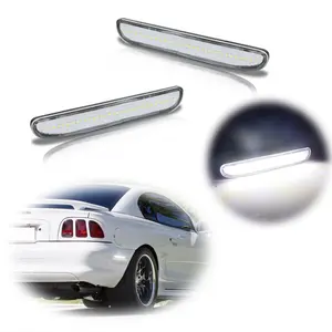 2pcs Clear White LED Rear Side Marker lamps Light Reflector For 1994 1995 1996 1997 1998 Ford Mustang,Replace OEM F4ZZ-13A565-B, F4ZZ 13A565 B, F4ZZ13A565B