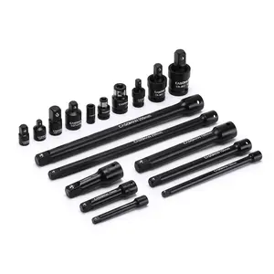 CASOMAN 18-Piece Drive Tool Accessory Set, Premium CR-V Steel with Black Phosphate Finish, Includes Socket Adapters, Extensions and Universal Joints and Impact Coupler, Professional Socket Accessories