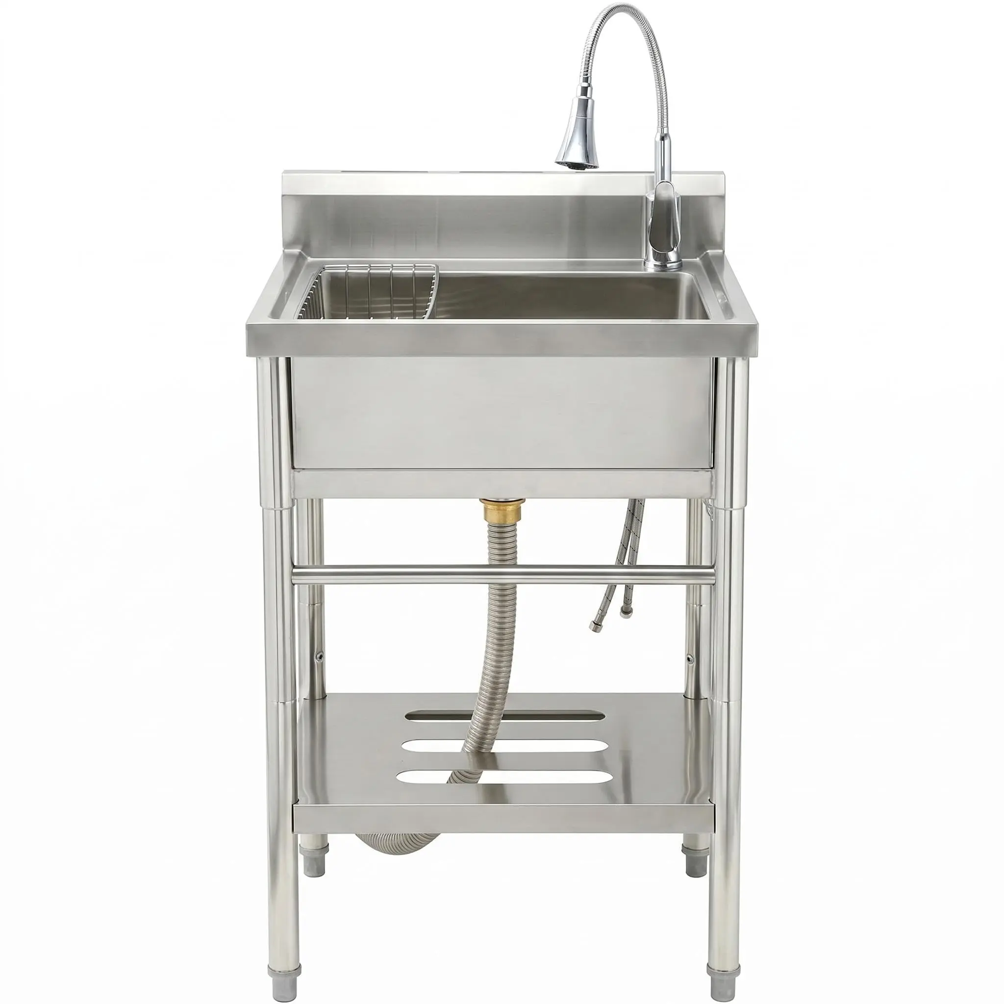 Stainless Steel Freestanding Utility Sink with Swivel Faucet – Garage, Laundry & Basement Ready