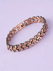 Women’s Pure Copper Cross Magnetic Therapy Bracelet | Natural Energy & Joint Comfort, Stylish Woven Link Design for Daily Wear & Wellness #CopperBracelet