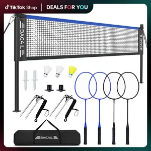 【SpringStatements】BAGAIL Outdoor Badminton Net Set with Anti-Sag Winch System - Official Size 20ft x 5ft, 4 Rackets, 3 Shuttlecocks, Durable PE Net & Carry Bag for Backyard, Beach, Family Games sport