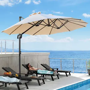 ONBRILL 8x13 FT Cantilever Patio Umbrella with Free Height Adjustment, Large Double-Sided Rectangular Umbrella with Base & Stand Included, Heavy Duty Outdoor Umbrella Offset for Pool, Patio, Backyard