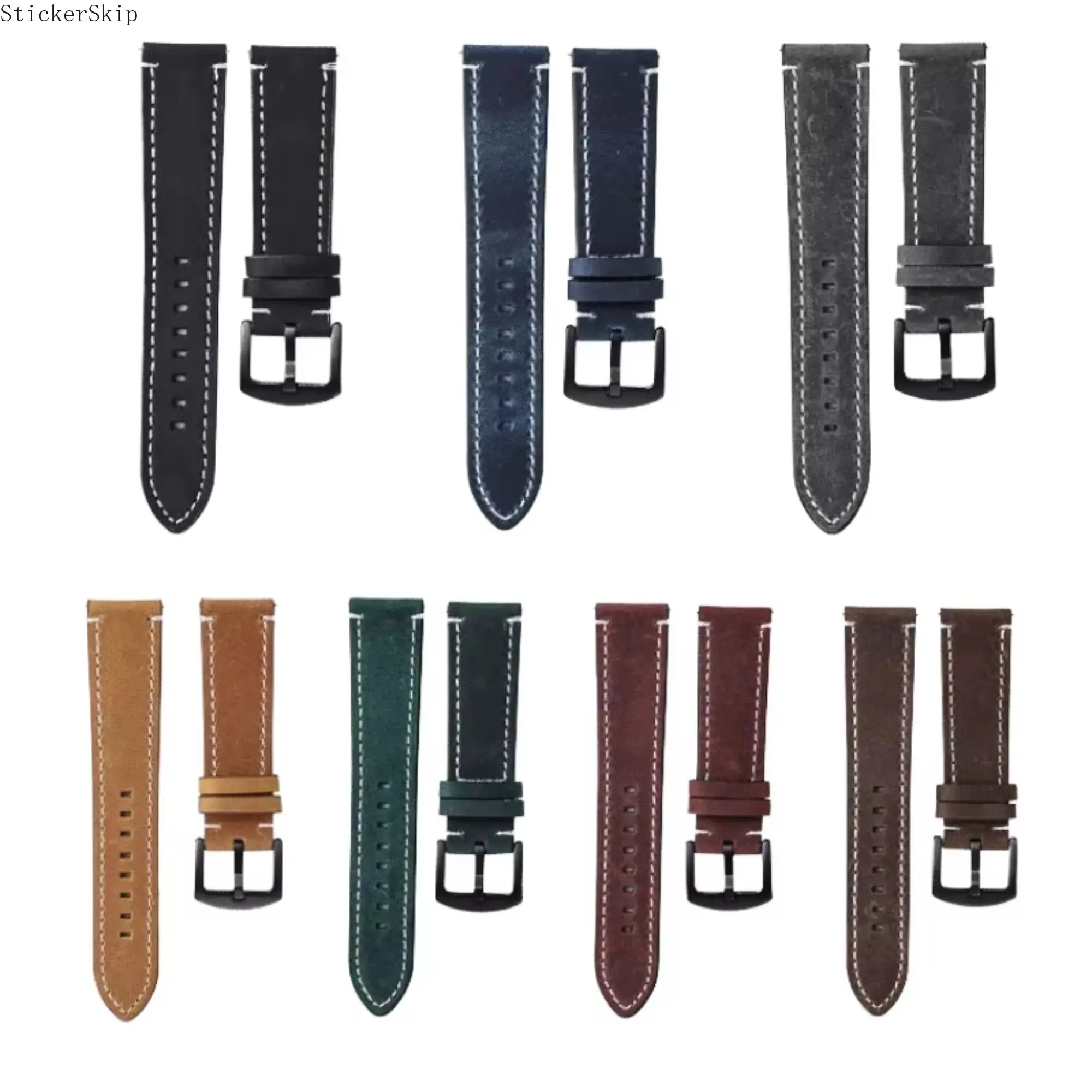 2026Vintage Distressed Suede Leather Watch Band Retro Strap with Black Buckle, Fits 18/20/22mm Lug Width, Rugged & Stylish for Men