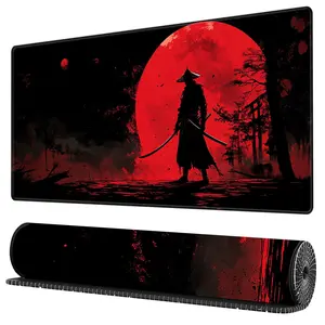 BHJLAXR Samurai Pattern Mouse Pad, 1 Count Rectangle Gaming Mouse Pad, Office Keyboard Pad, Desk Mouse Pad for Home Office Game Room, Gaming Mousepad