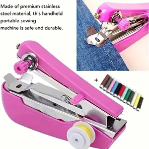 1 Set Mini Portable Handheld Sewing Machine, No Power Needed + 12pcs Polyester Thread - Dual-Purpose Quick Repair Tool for Travel and Home Use, Creative Sewing Accessories, Perfect Mother's Day Gift, Multifunctional Home Sewing