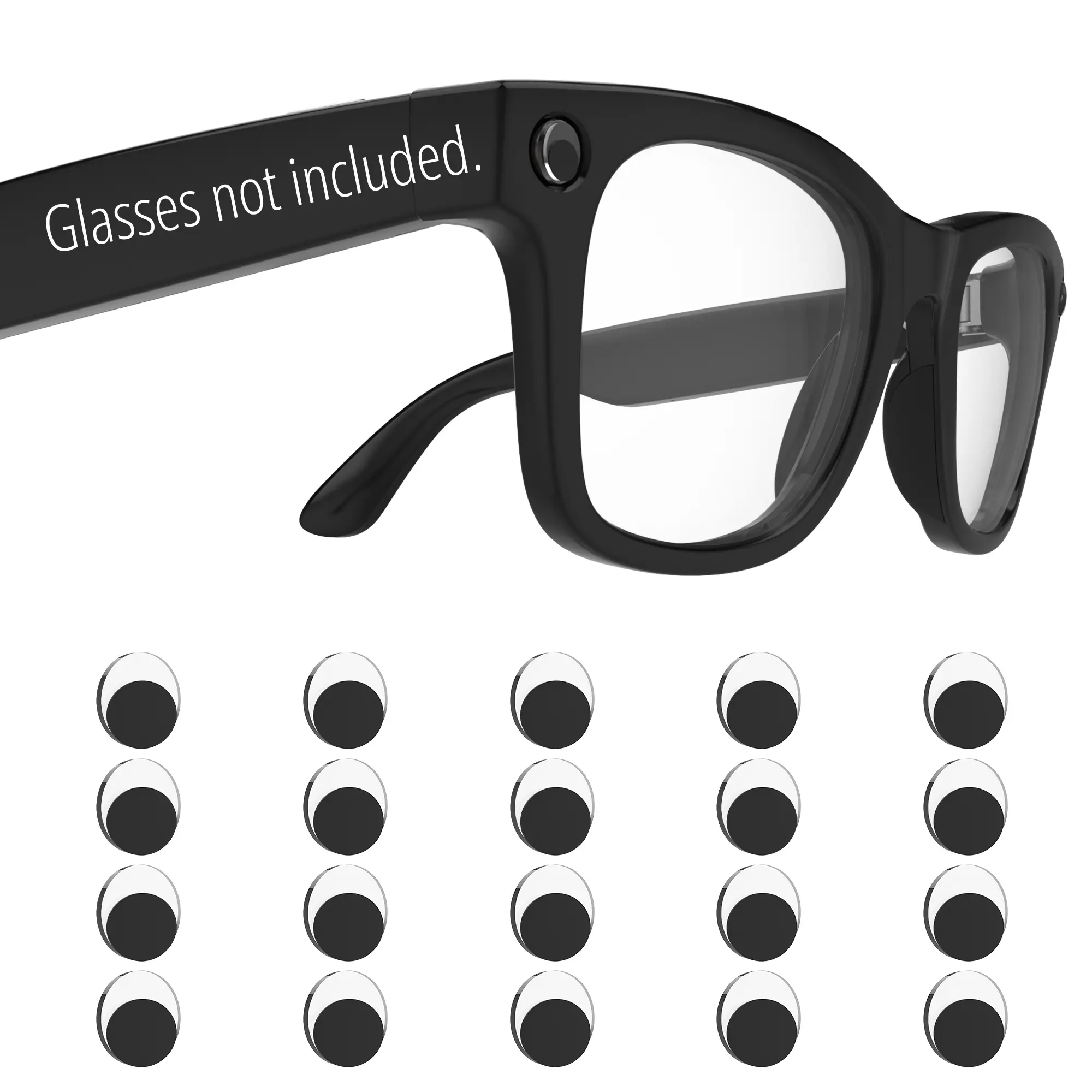 HiBloks 20PC LED Light Blocking Stickers - Precise, Easy to Stick, Oval Shape, Thin Acrylic Layer for Light Coverage, Adjustable, No Plastic Restickable Covers for Ray Ban Meta Wayfarer/Skyler/Headliner(Gen 1&2), Oakley HSTN Smart Glasses Accessories