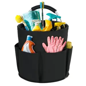 Cleaning Caddy with Handle,Cleaning Products Organiser, 17L Foldable Storage Basket, Cleaning Caddy Organiser, Portable Multi Cleaning Bucket Bag for Home, Garden