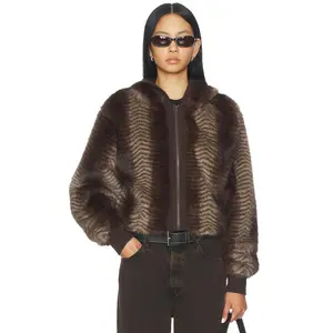 Jaded London Bear Faux Fur Jacket in Striped