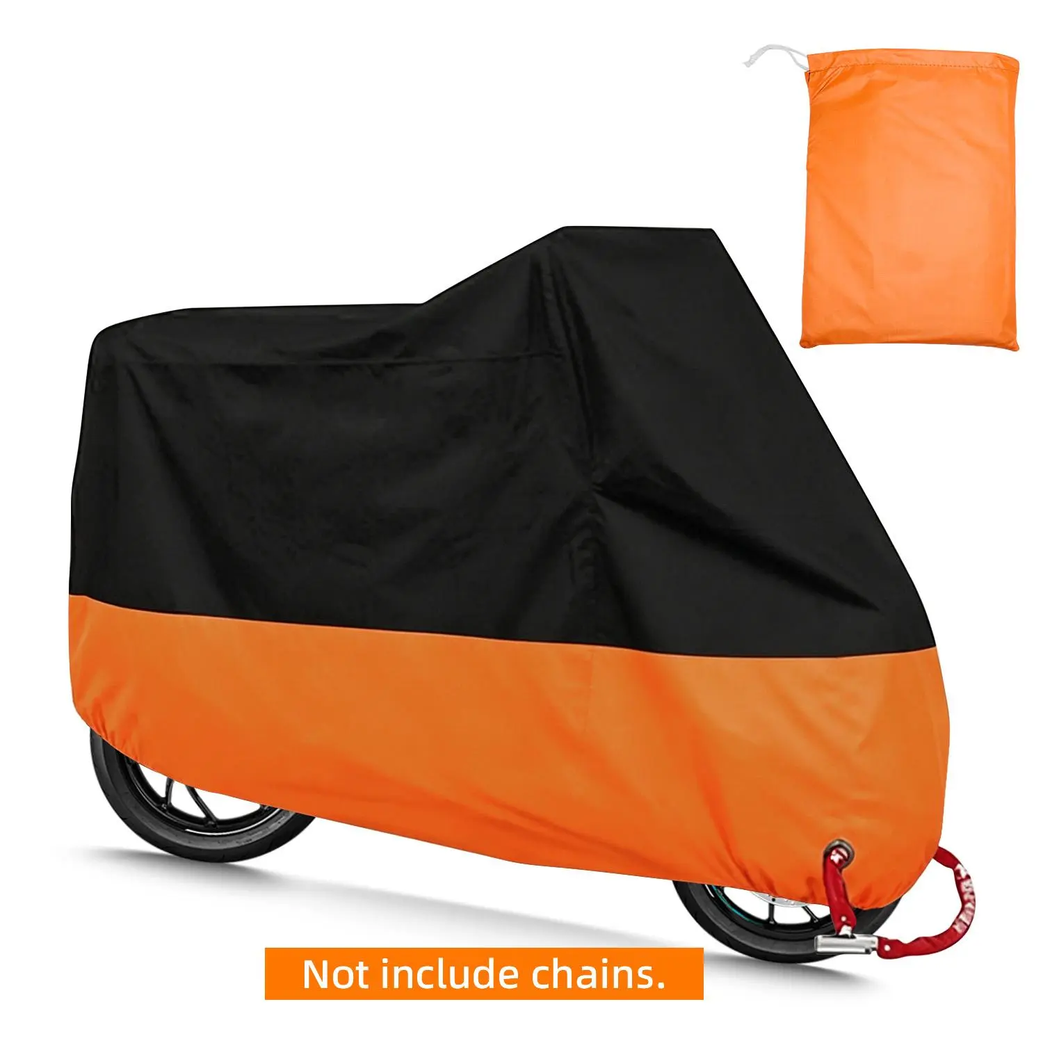 Heavy-Duty Waterproof Motorcycle Cover XXL, All-Season Outdoor Motorbike Protector w/ Anti-Theft Lock Hole, UV Dustproof