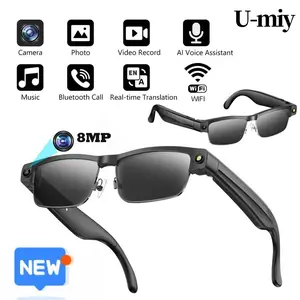 Heartiger Multifunctional Audio Sunglasses - Smart Eyewear with Photochromic Lenses, Digital Camera, Video Recording, AI Photo Recognition, Wireless Bluetooth, Sports Earphones, Wearable Smart Glasses