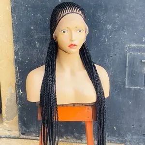 Elegant Handmade All Back Cornrows Braided Wig, Full Lace 30 Inches Long Knotless Braids for Black Women with Secure Fit That Will Make The Wig Look Perfect and Natural On W