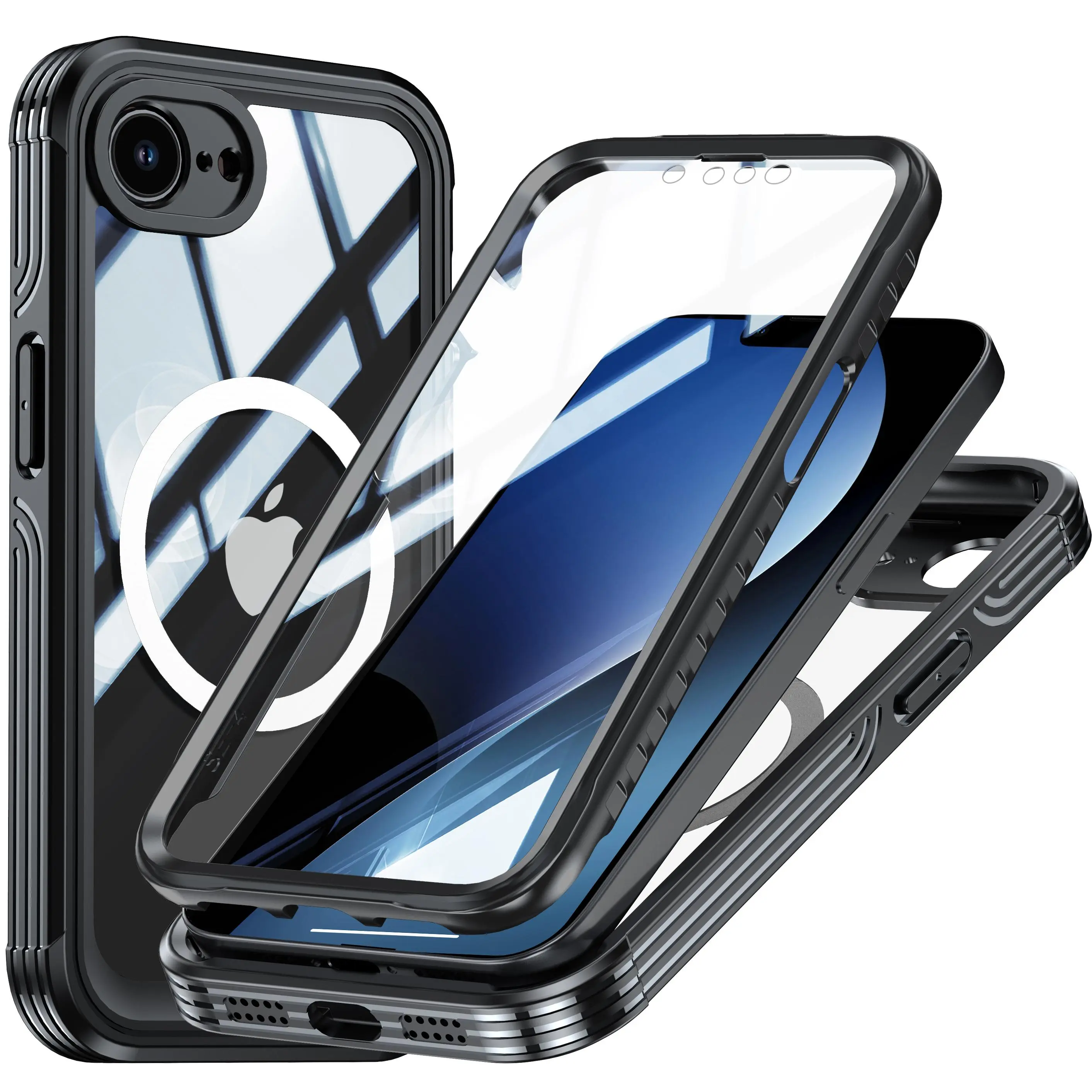 Heavy-Duty Magnetic Phone Case with Screen Protector for iPhone 17e/16e - Secure Magnetic Closure, Fully Shockproof Rugged Design, Durable Handheld Cover, Full Body Protection, Practical Everyday Accessory, Father’s Day Gift for Phone Accessories