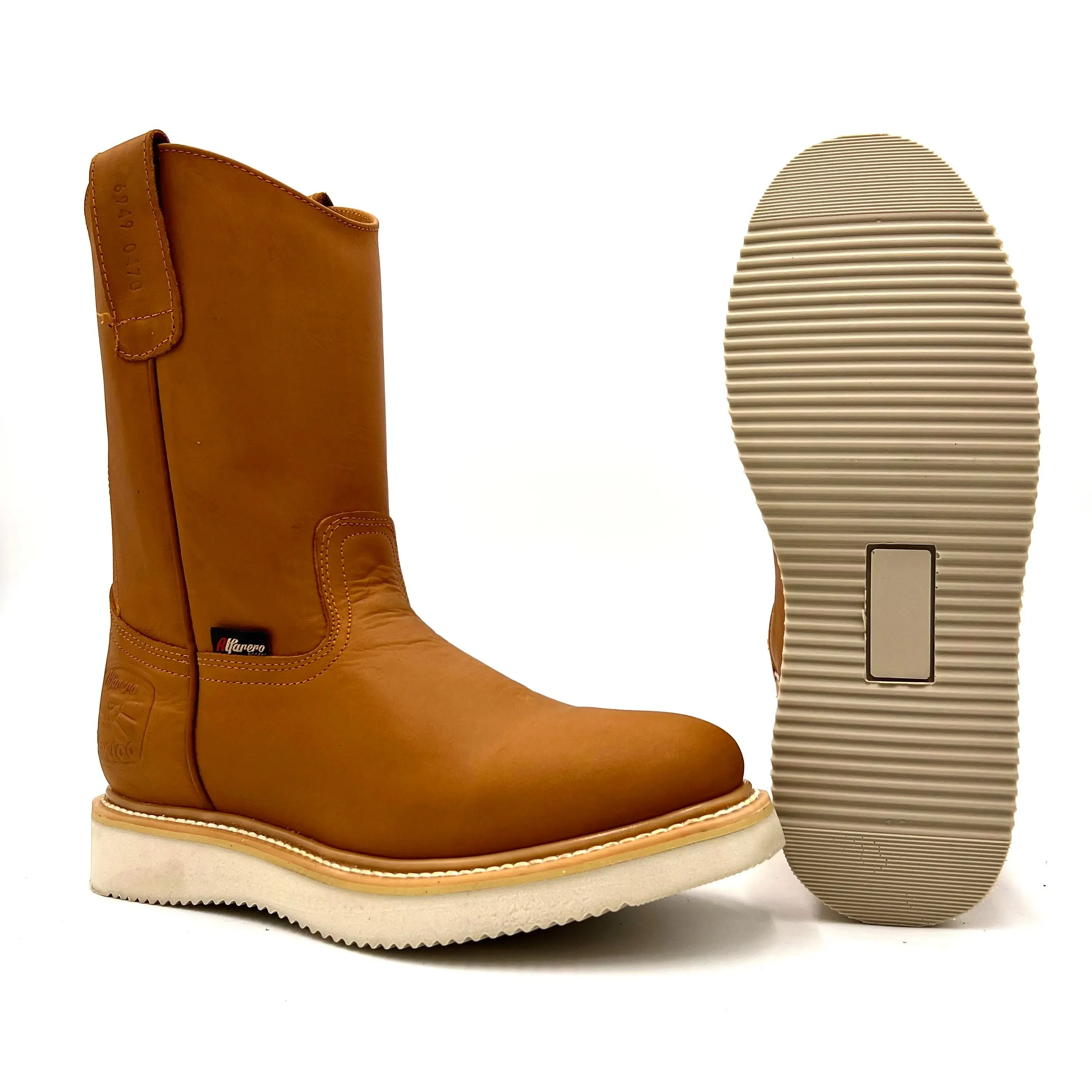 Silver Bull Roofing Work Boot Wedge Sole No Heel Leather Goodyear Welt SB-700 Honey Tan Footwear Shoe Comfort Walking Shoes