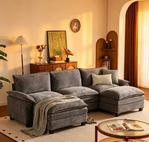2-3 Packages】115-149 Inch Modular Couch Sectionals with Ottoman, Big Comfy Cloud Couches, L/U Shaped 4-6 Seats Modular Sectional Sofa, Modern Cloud Sectional Couches for Living Room, Deep Seat Sofa