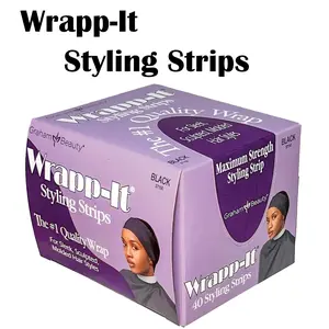 Graham Wrapp-It Styling Strips Pack, Unisex Haircare for US Youth Natural Hair, 40 High-Stretch Tissue Strips with Firm Hold for Wrap & Molded Styles, Black (37150)
