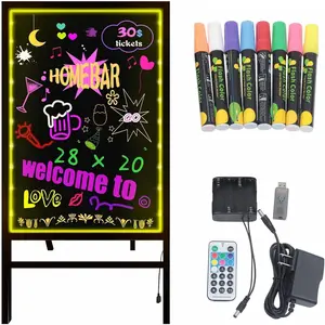 LED Message Writing Board with Stand - Self-Standing LED Signs - Shops Stores Bars Restaurants Menu DIY Drawing Painting Board with Adjustable Height,Battery Operated,Marker