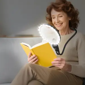 10X 30X Large Magnifying Glass with Light for Reading, Hands Free Magnifying Glass with 3 Color LED Light, Flexible Gooseneck Magnifier for Reading,Sewing,Close Work, Seniors