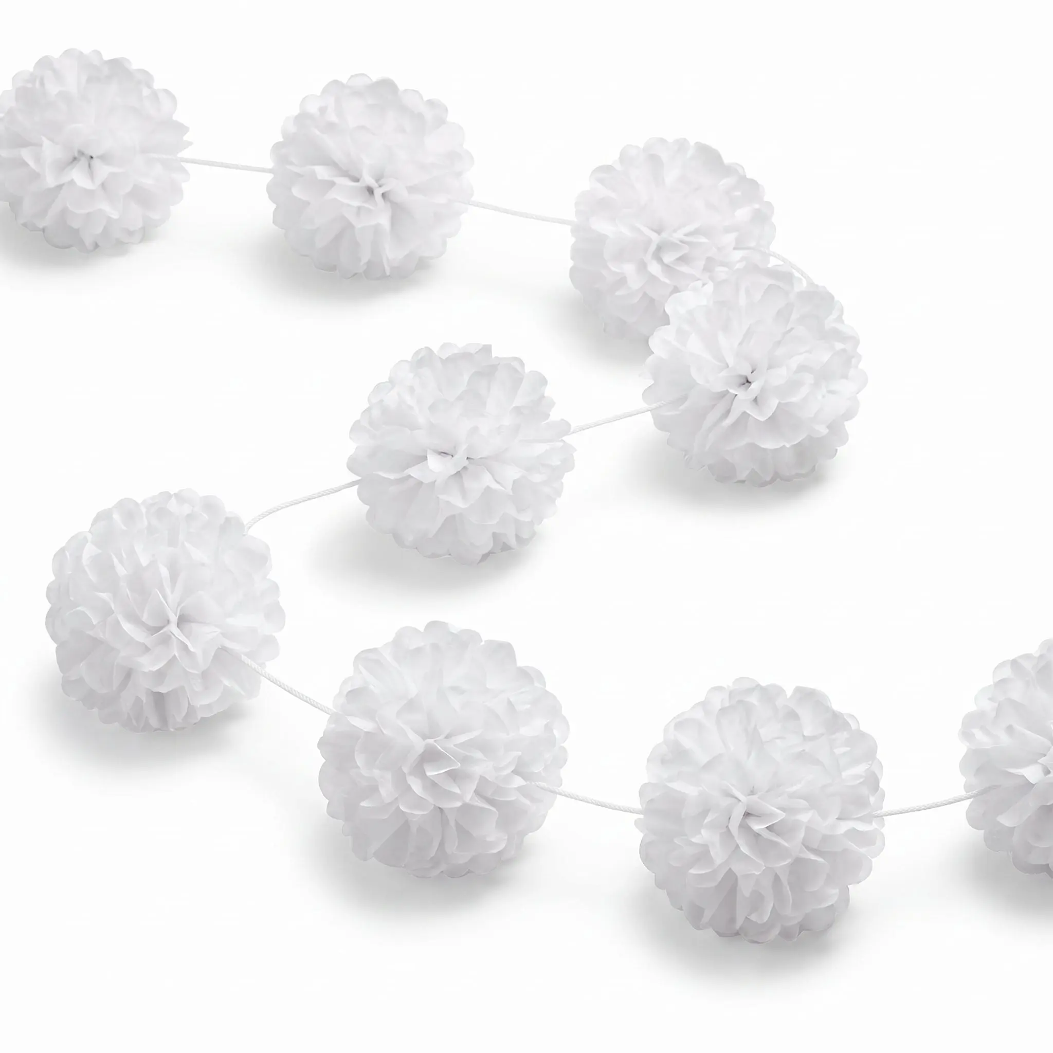 Elegant Fluffy White Garland for Weddings - 12 ft