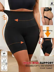 Plus Size Women's High Waist Tight-Fit Seamless Shorts, Shapewear, Tummy Control&Butter Lift, Breathable Elastic Waistband, All-Season Shaping Underwear, High Waisted Shapers