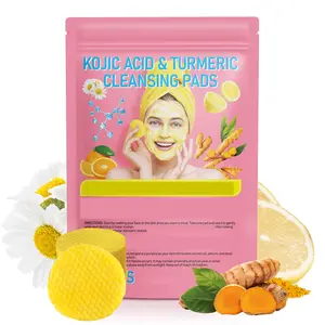 Aliver Kojic Acid & Turmeric Cleansing Pads ,Turmeric Cleansing Pads,Kojic Acid and Turmeric Cleansing Pads for Face and Body  Skincare Cleanser Makeup Remover Wipes Makeup Remover Tool