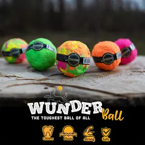 WUNDERball - The Ultimate Fetch Toy for Dogs, Durable Natural Rubber, Unpredictable Bounce, Floats on Water, Safe for All Breeds, Hand Crafted, Dishwasher Safe (top shelf), Chew Proof Fetch Fun