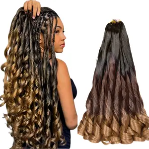 Pre-Stretched 12Pcs 26 and 20 Inch Curly Body Lightweight, Tangle-Free, BOHO style Braiding Hair Extensions
