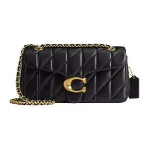 COACH Tabby 26 Logo-Quilted Lambskin Crossbody Bag for Women in Black