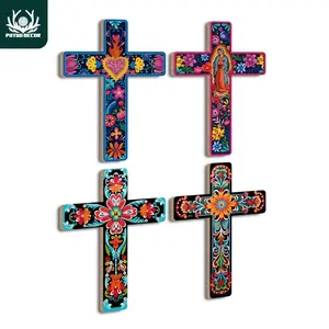 Crucifix Wood Wall Decor, Crosses Wall Decor, 1 Count Wooden Wall Mounted Cross for Home Farmhouse Church Living Room, Home Bedroom Decor, Religious Home Decor, Spiritual Decor, Cross Decorations