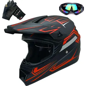Kids Dirt Bike Helmet ATV Off-Road 4 Wheel Off-Road Vehicle Helmets with Glove，DOT
