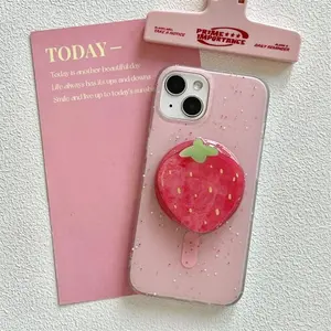 Magnetic Case Ind | Ink Splatter Phone Cover with Strawberry Magnetic Stand, Compatible with iPhone 17 16 15 14 13 12 11 X XS XR Pro Max Plus Air